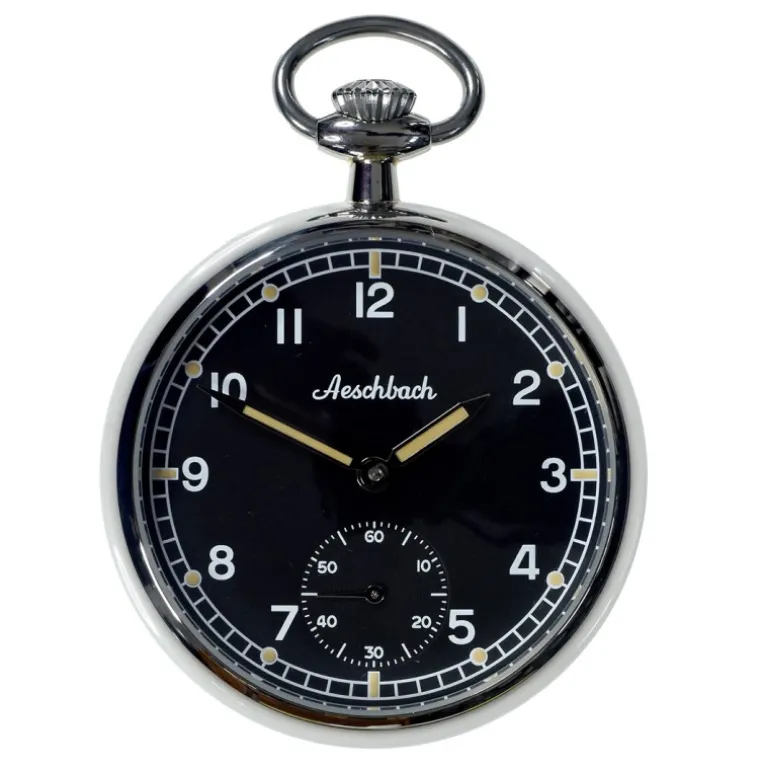 Aeschbach WW2 Pattern German Airforce (Luftwaffe) 17 Jewel Hand Wound Military Pocket Watch