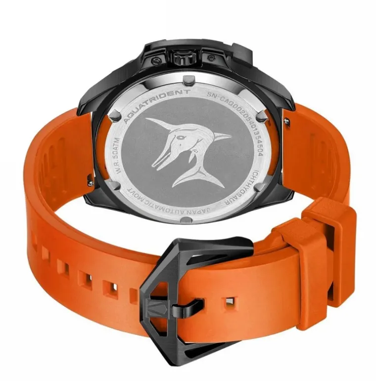 ichthyosaur_m_diver_carbo_2-1.webp Ichthyosaur 500M Diver Carbon Fiber Bezel Grey Dial Orange Fluororubber 45mm