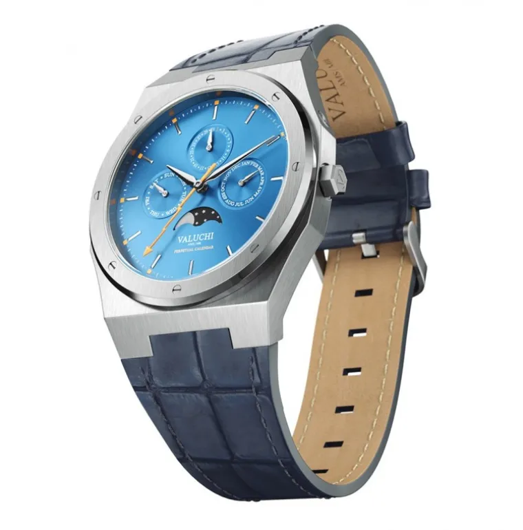 Lunar Calendar - Silver Blue Leather