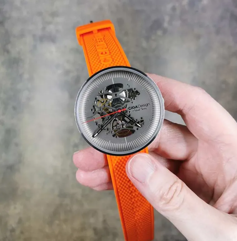 Michael Young Series Titanium Automatic Skeleton Orange