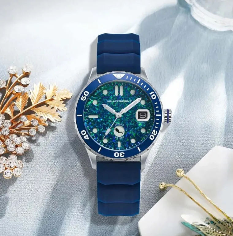 ocean_watch_deep_blue_opa_5.webp Ocean Watch Deep Blue Opal Dial Blue Silicon Strap 36mm