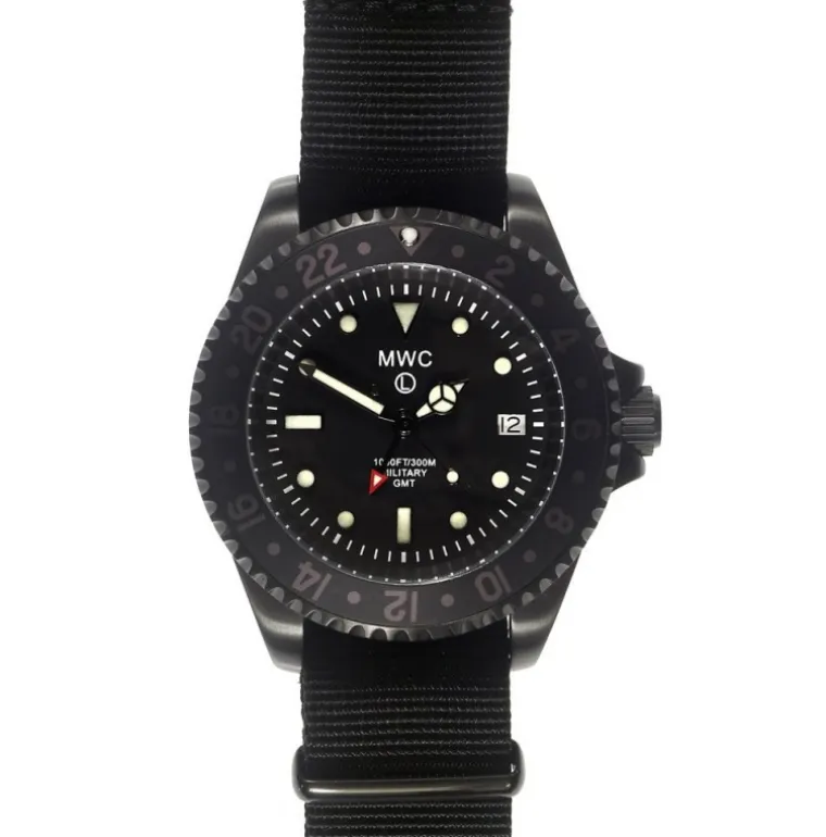 Swiss Quartz GMT 300m PVD Black Stainless Steel Submariner