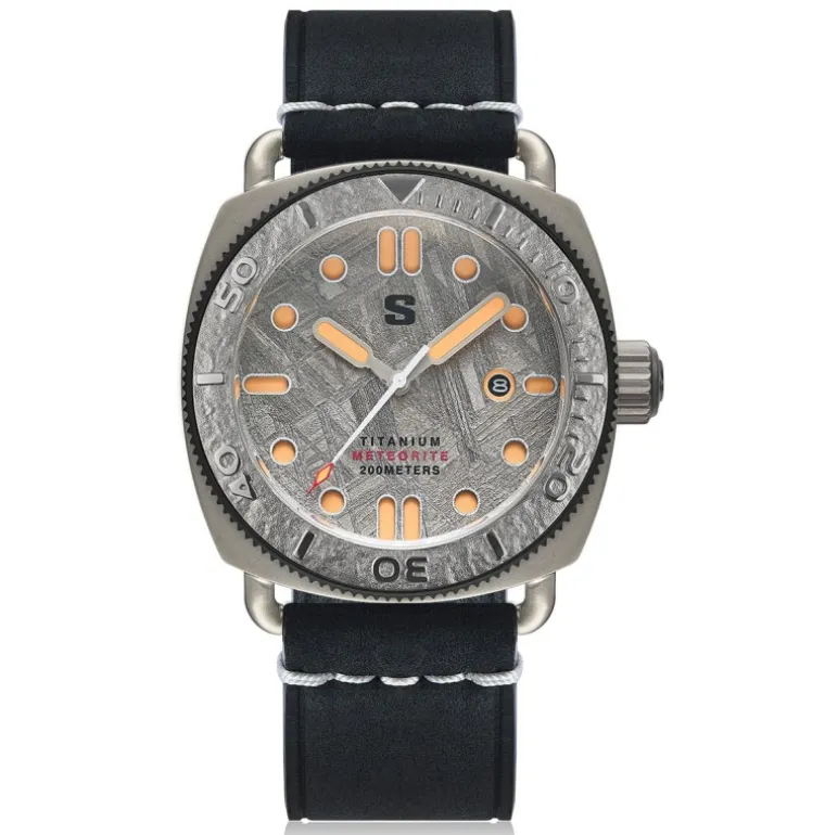 TITANIUM Defender Grey Meteorite Dial Black Leather Strap
